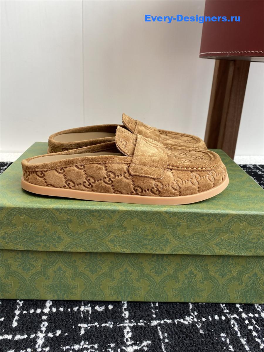 Gvc*1 celia gg suede mules brown
