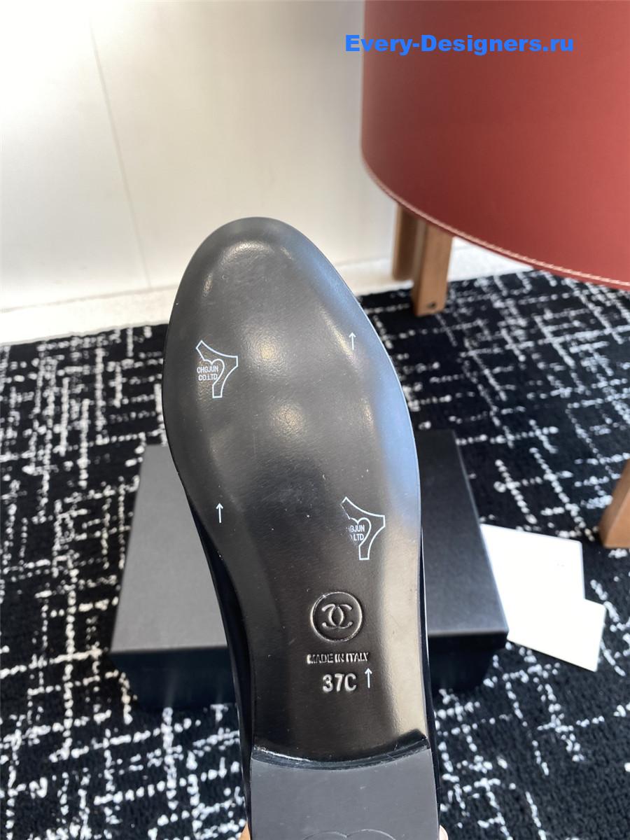 Ch**el black cc embroidered ballet flats