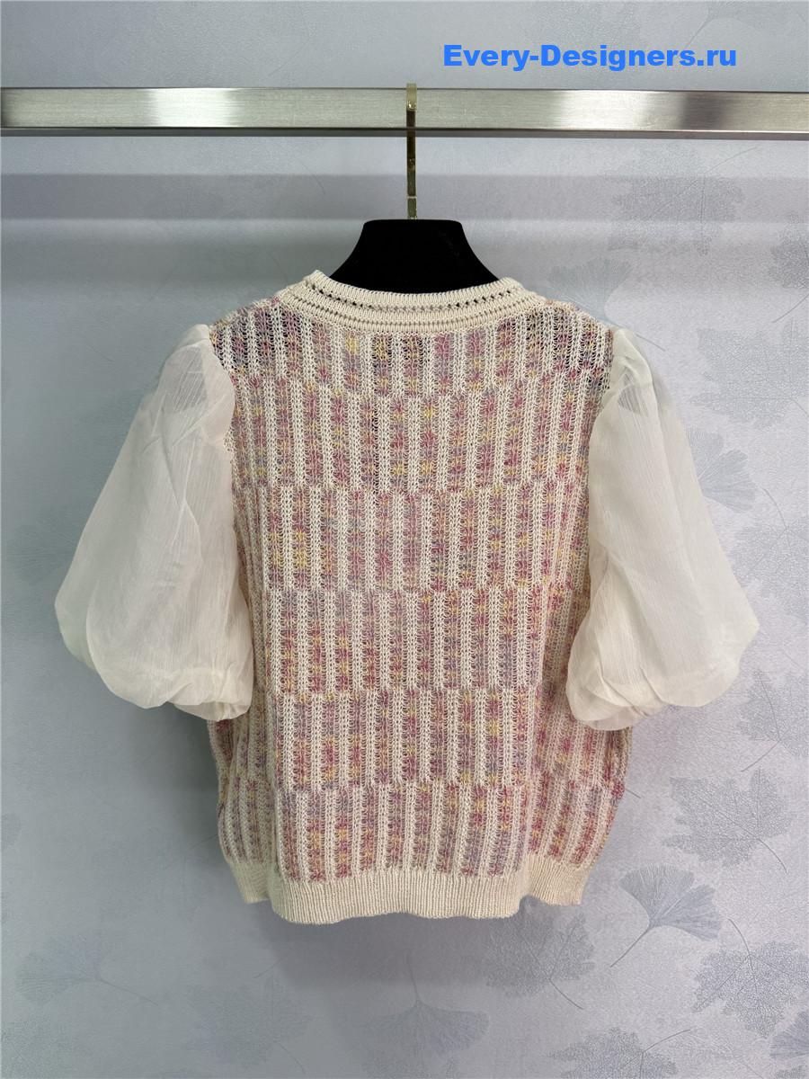 Ch**el knitted crew neck short sleeve top