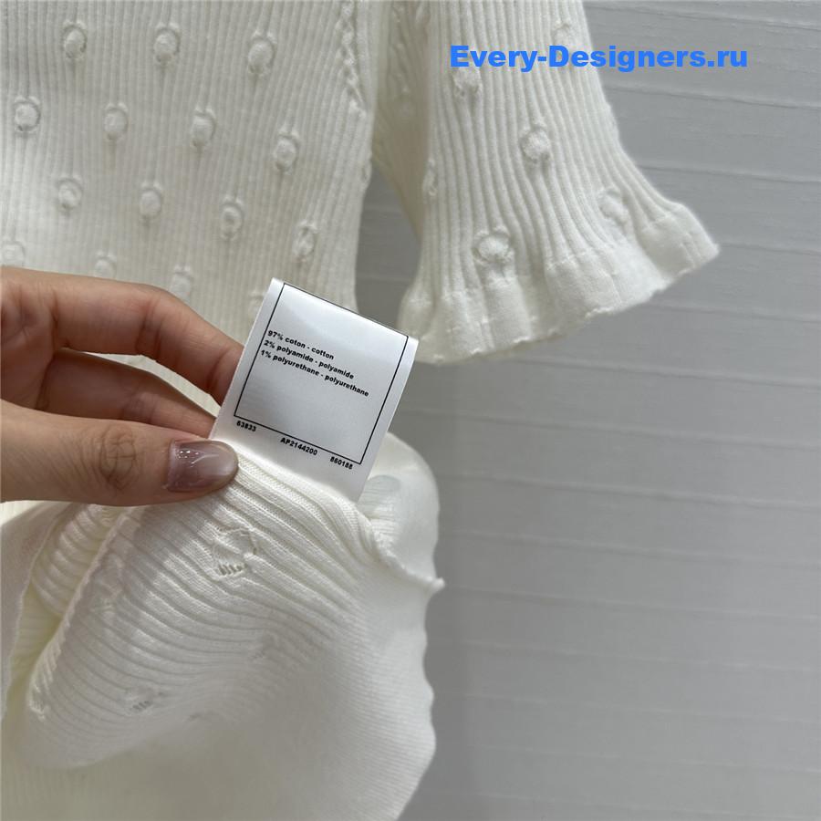 Ch**el white hollow knit top