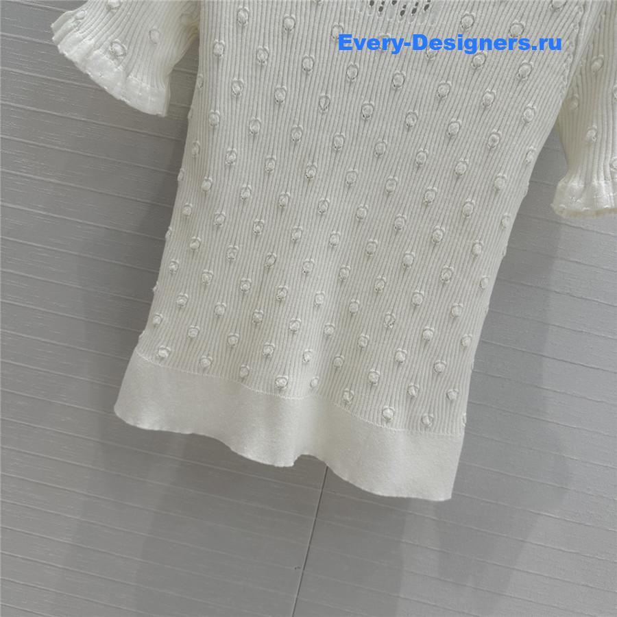 Ch**el white hollow knit top