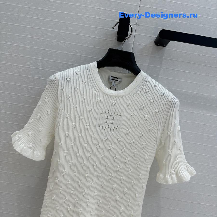 Ch**el white hollow knit top