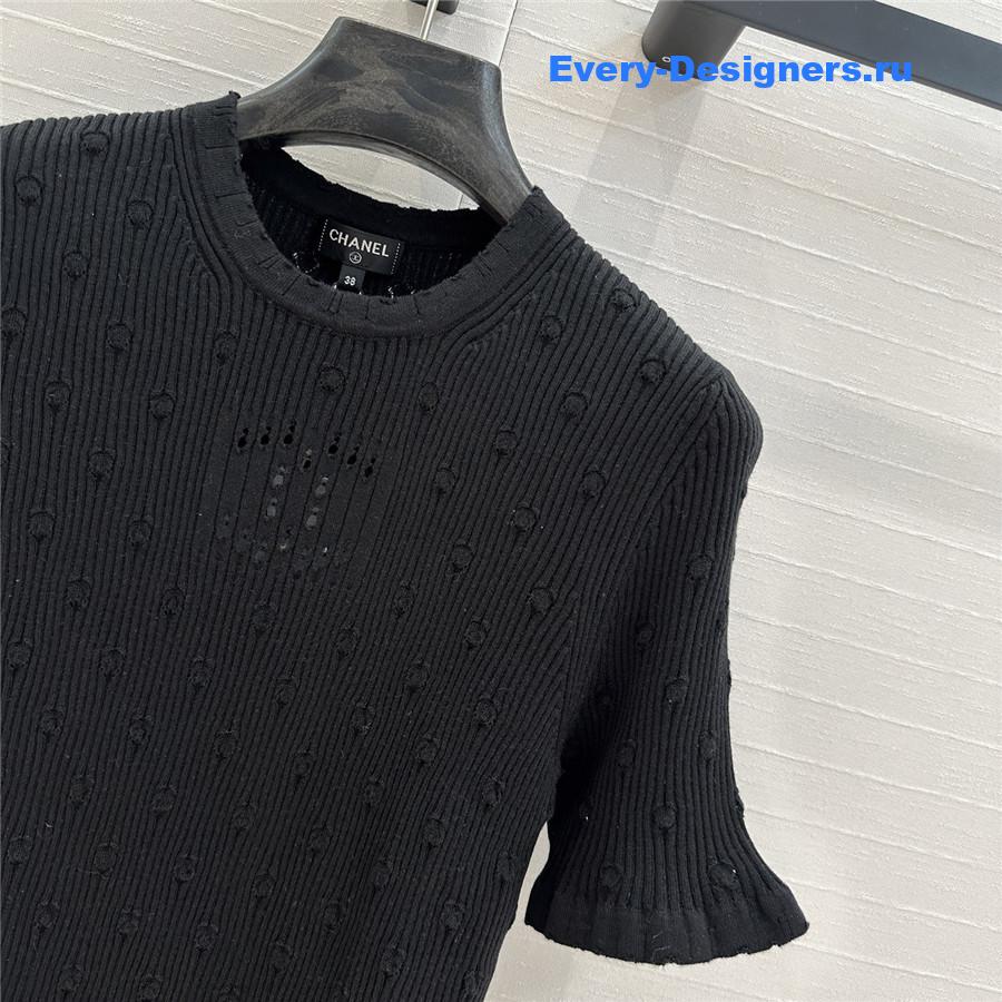 Ch**el black hollow knit top
