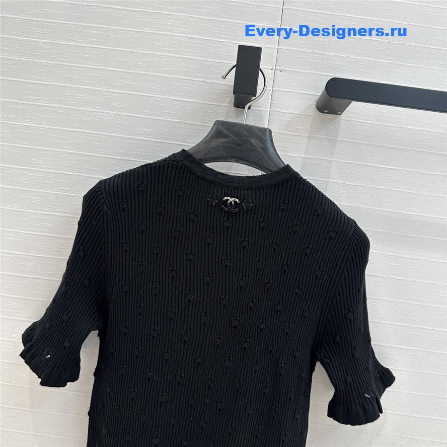 Ch**el black hollow knit top
