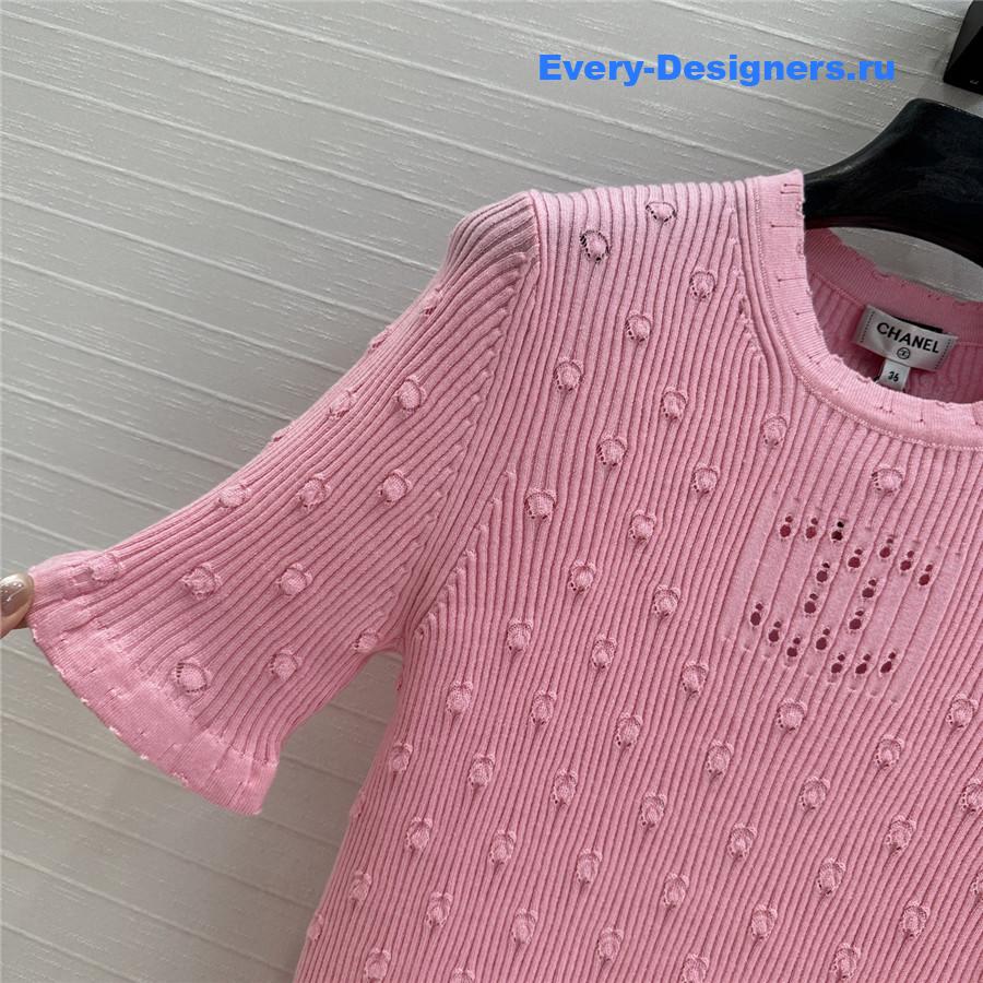 Ch**el pink hollow knit top