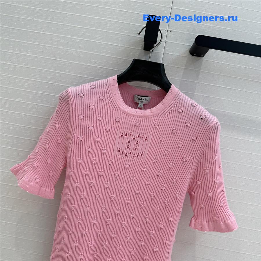 Ch**el pink hollow knit top