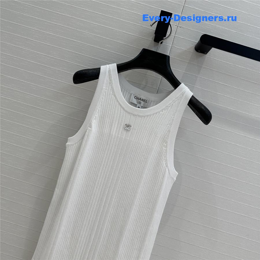 Ch**el white spliced knitted vest dress