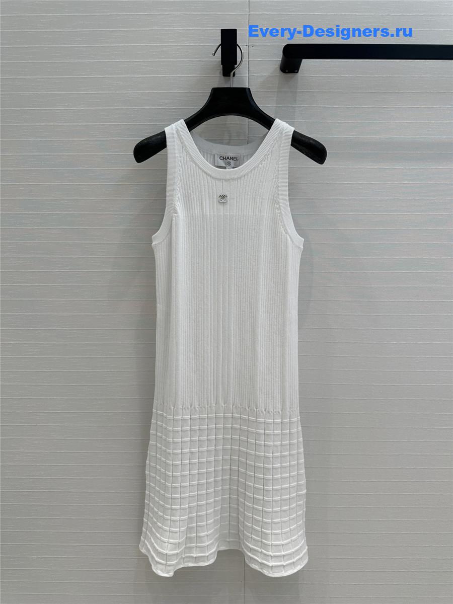 Ch**el white spliced knitted vest dress