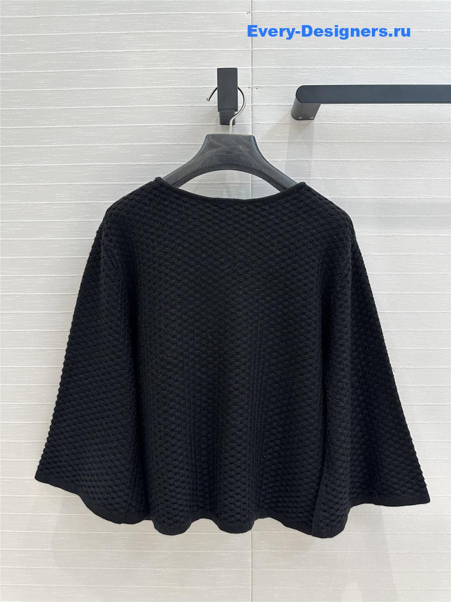 Ch**el black embossed knit hook cardigan