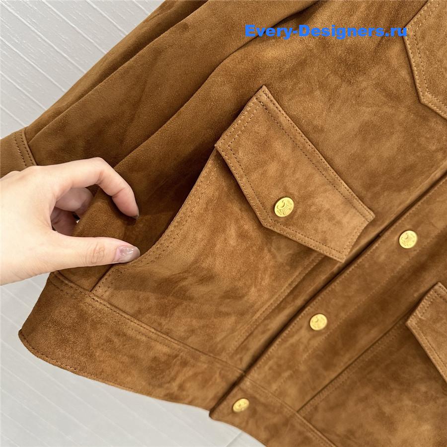 Ce1i*e western suede long jacket brown