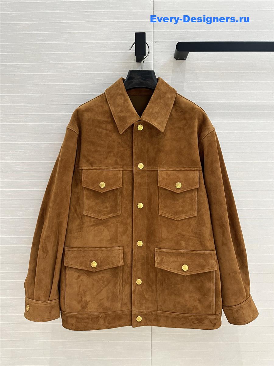 Ce1i*e western suede long jacket brown