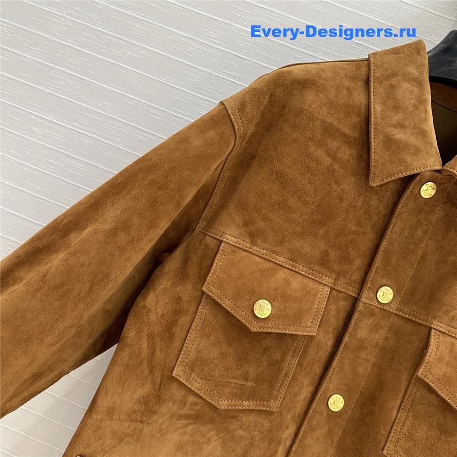 Ce1i*e western suede long jacket brown