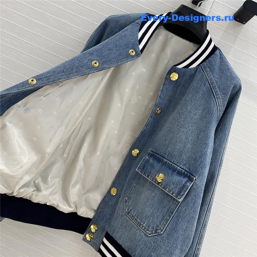 Ce1i*e washed blue denim baseball jacket