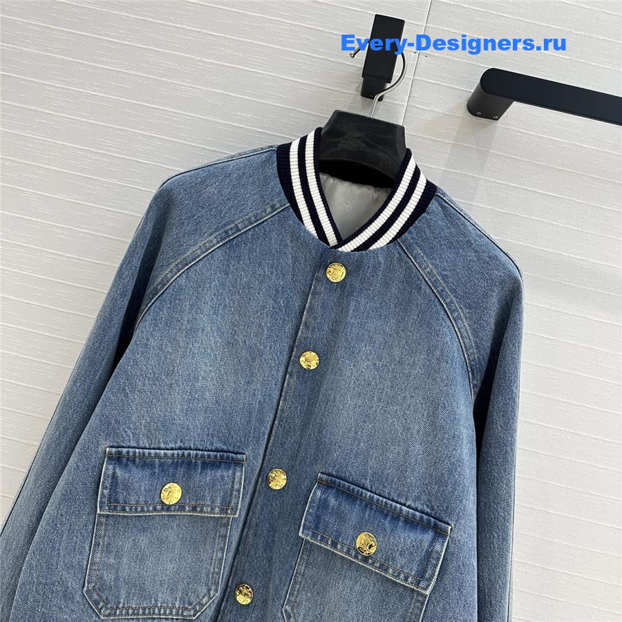Ce1i*e washed blue denim baseball jacket