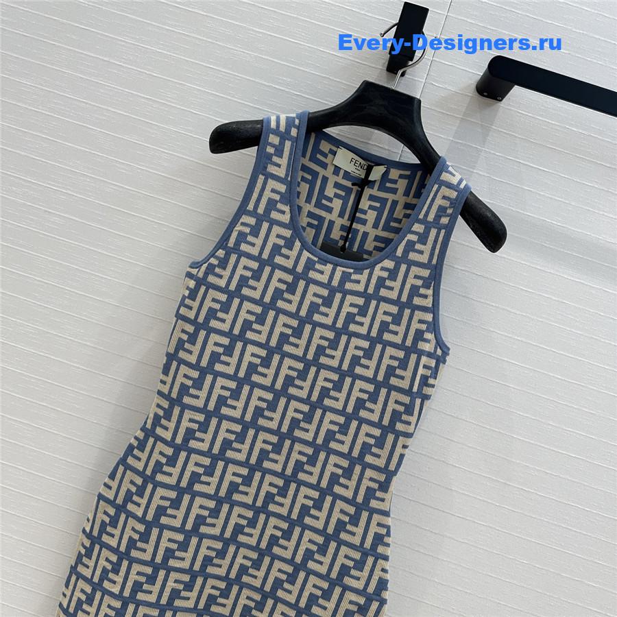 F**di blue ff jacquard vest maxi skirt