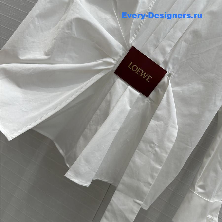 L0ew* white draped cotton shirt