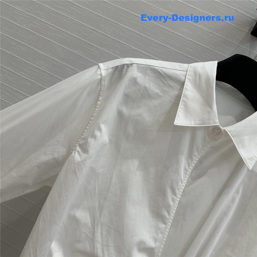 L0ew* white draped cotton shirt