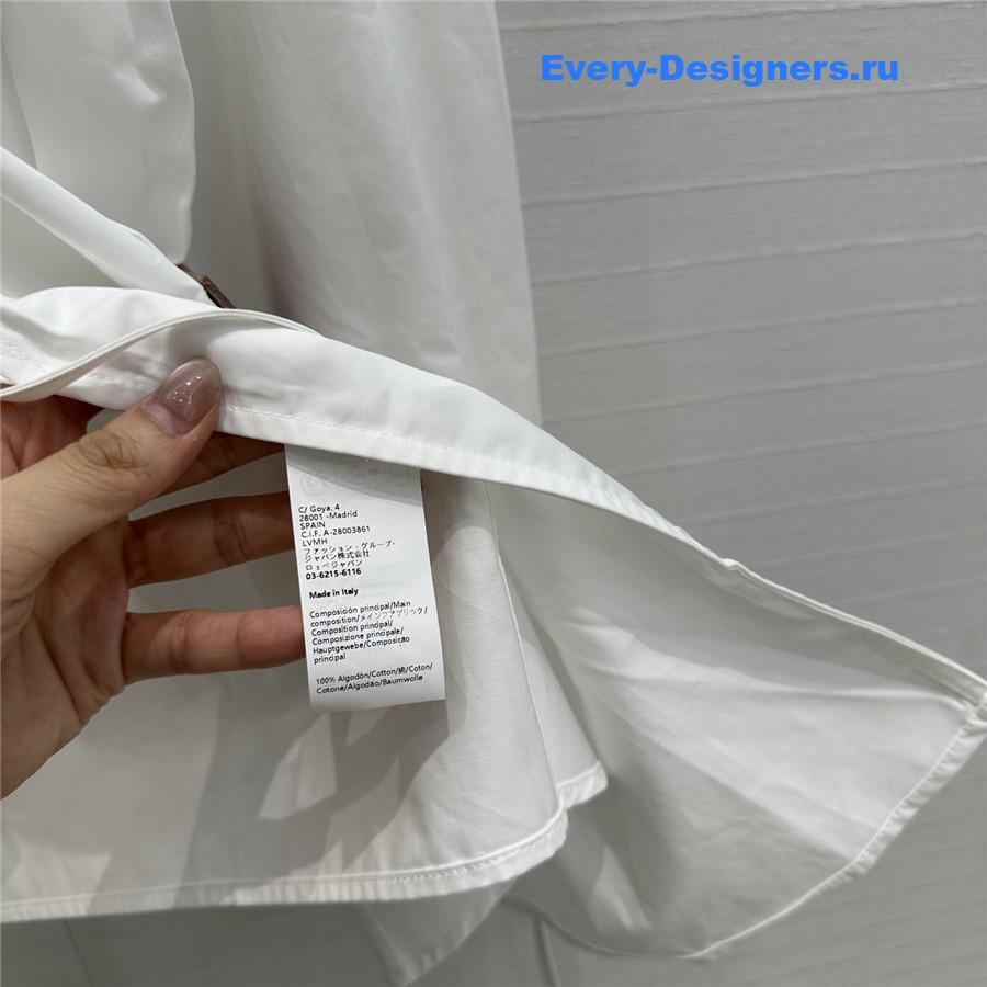 L0ew* white draped cotton shirt