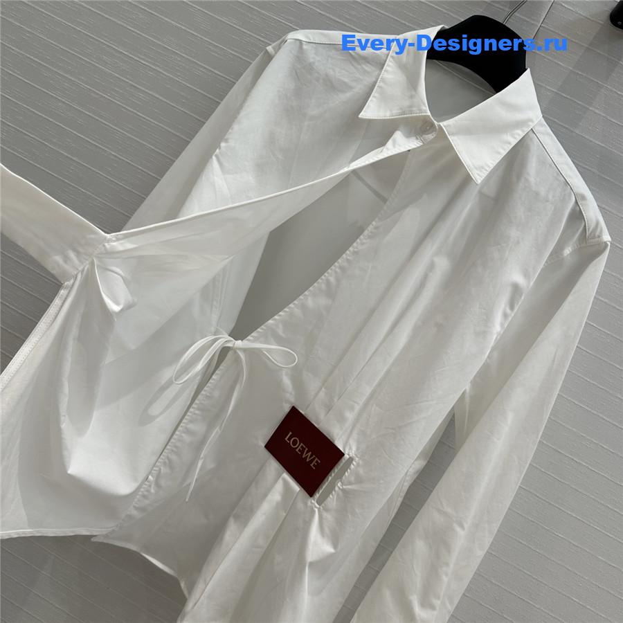 L0ew* white draped cotton shirt