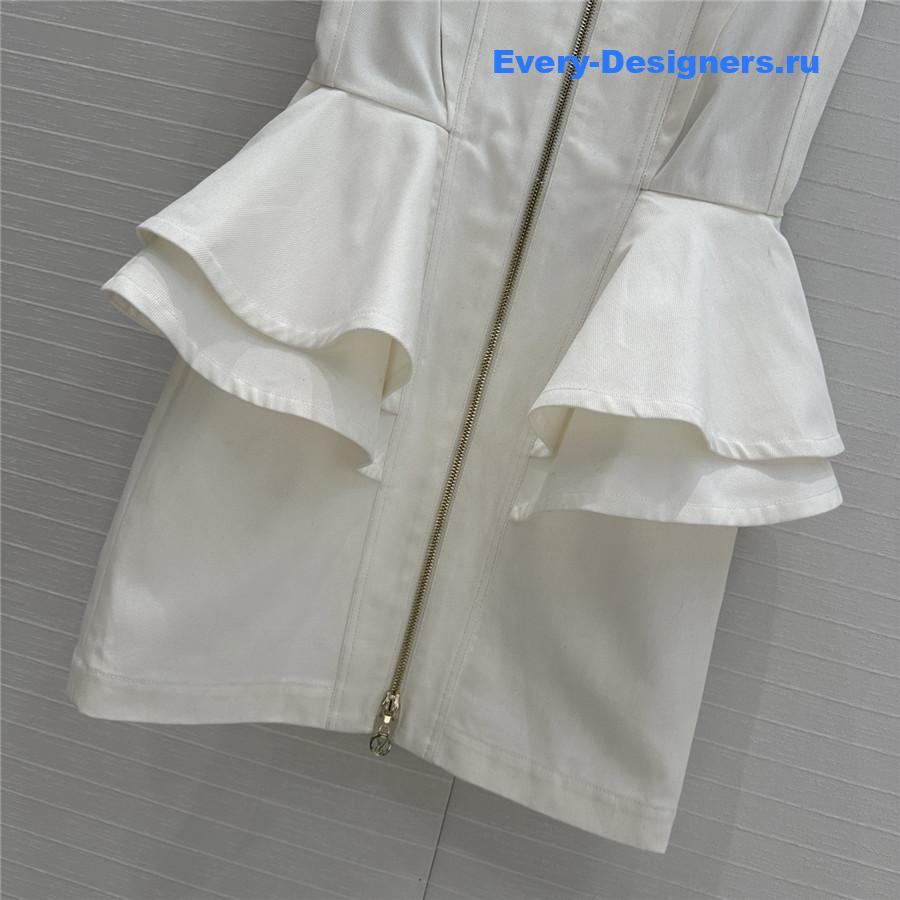 l0vis Vvtt0n lv ruffle denim dress white