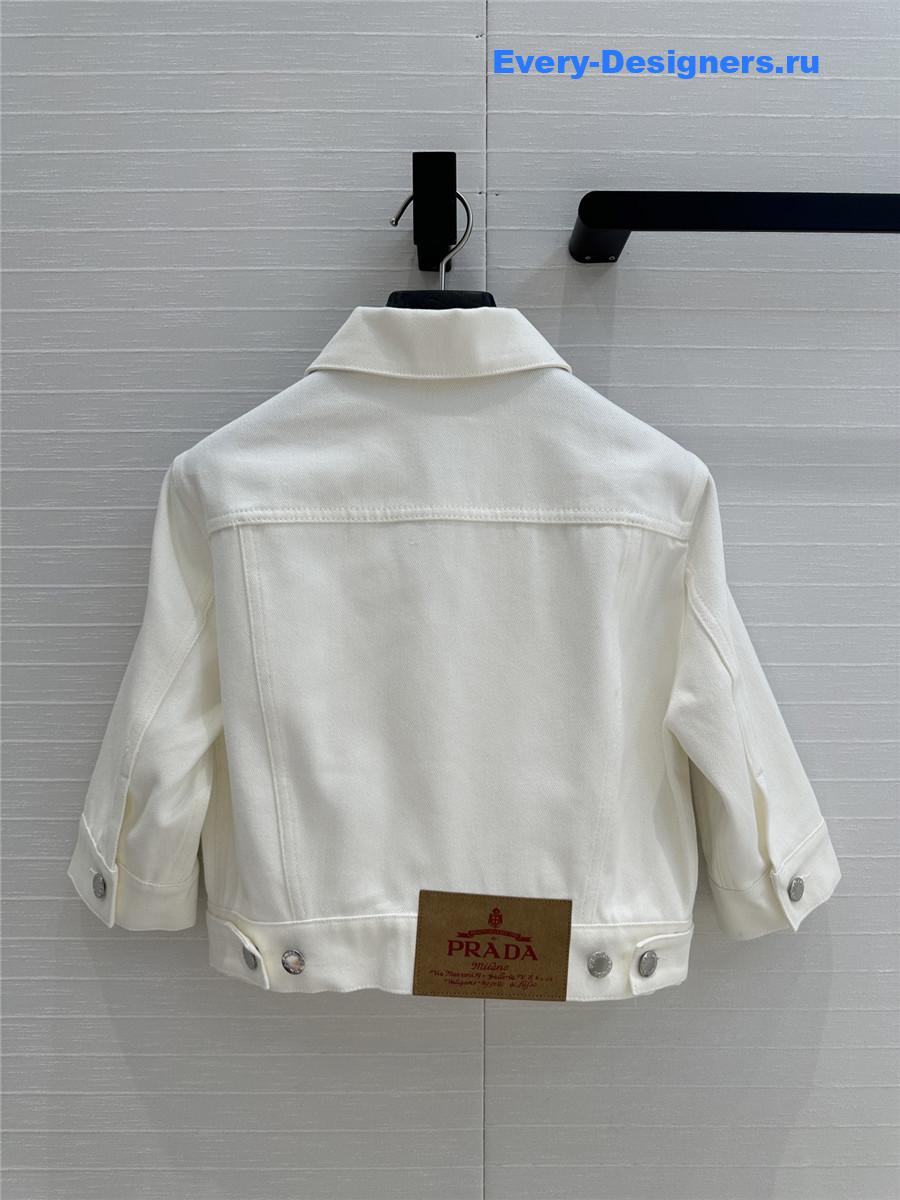 Pra*a short white denim jacket