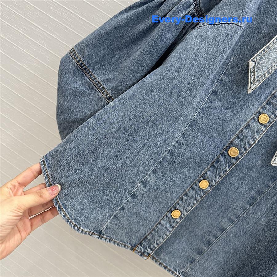 Zimm Tied Denim Blouse Blue