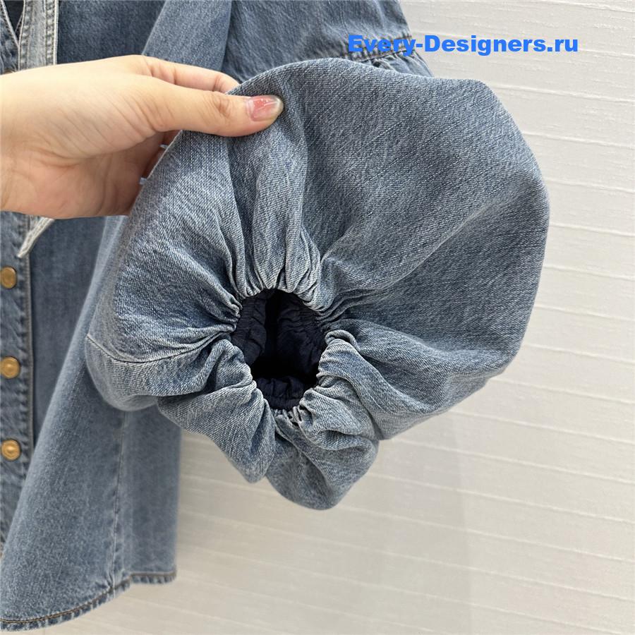 Zimm Tied Denim Blouse Blue