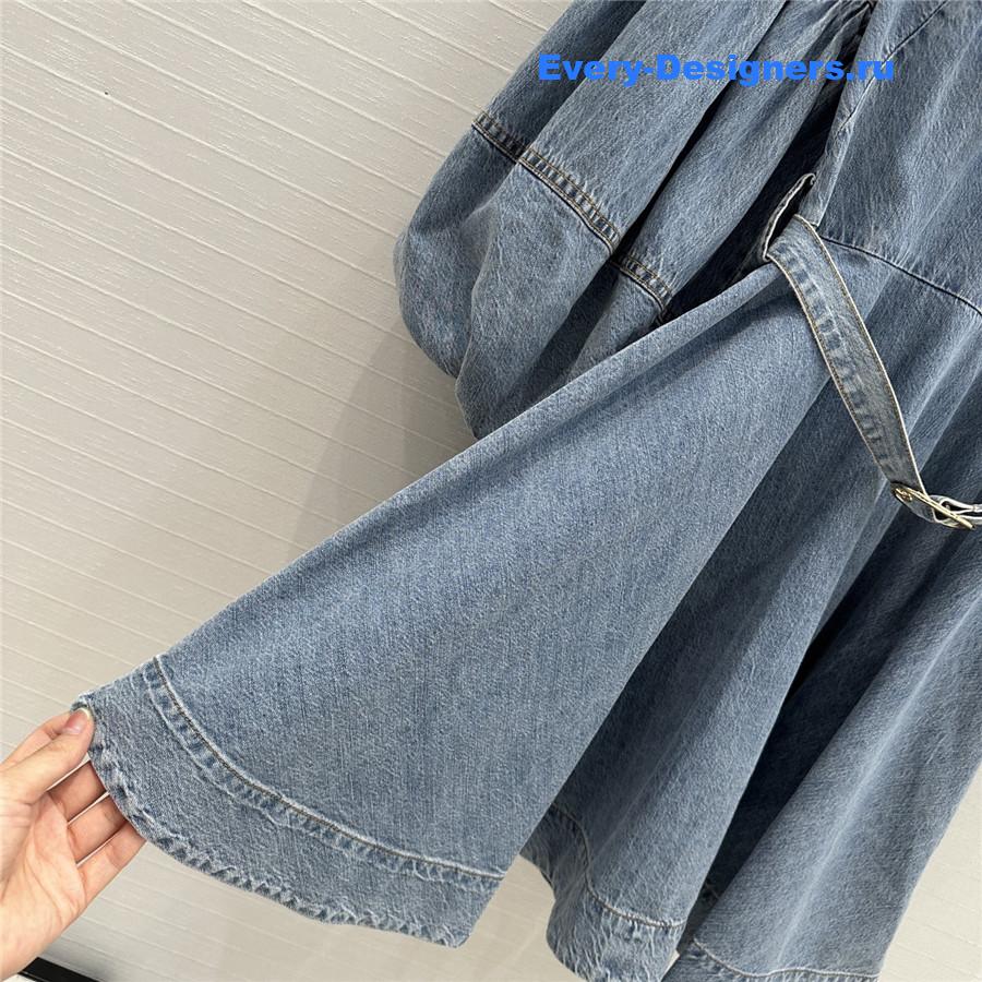 Zimm Tie-Neck Denim Mini Dress