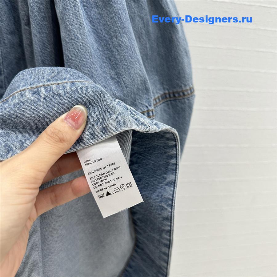 Zimm Tie-Neck Denim Mini Dress