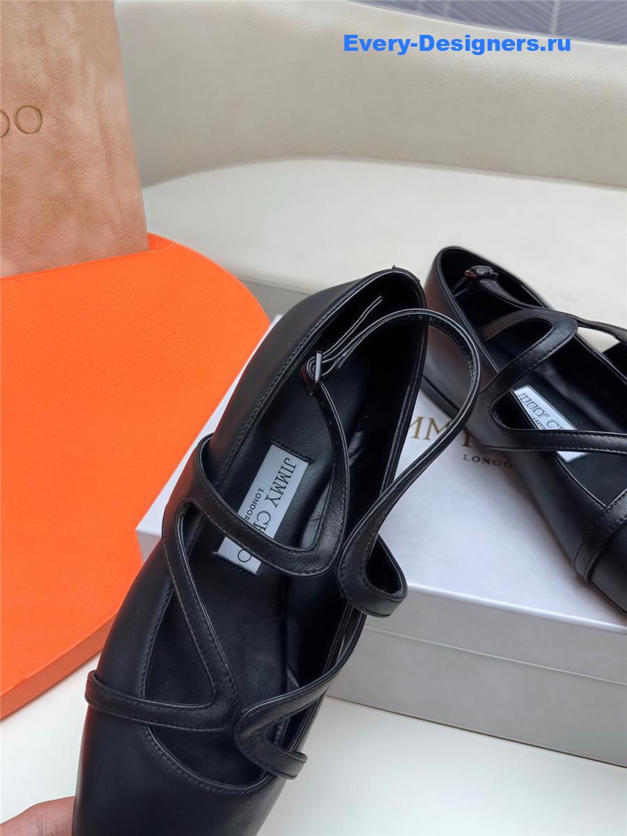 J1m*y Ch00 black sheepskin astoria ballet flats
