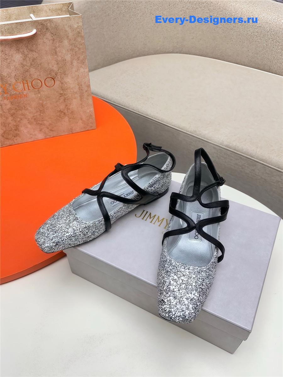 J1m*y Ch00 astoria ballet flats silver