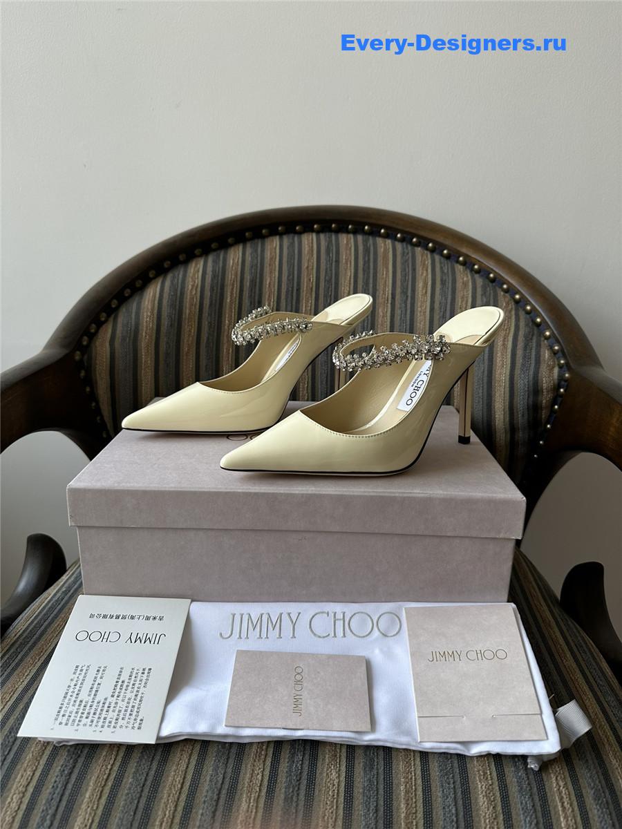 J1m*y Ch00 bing 100mm heeled mules in off-white