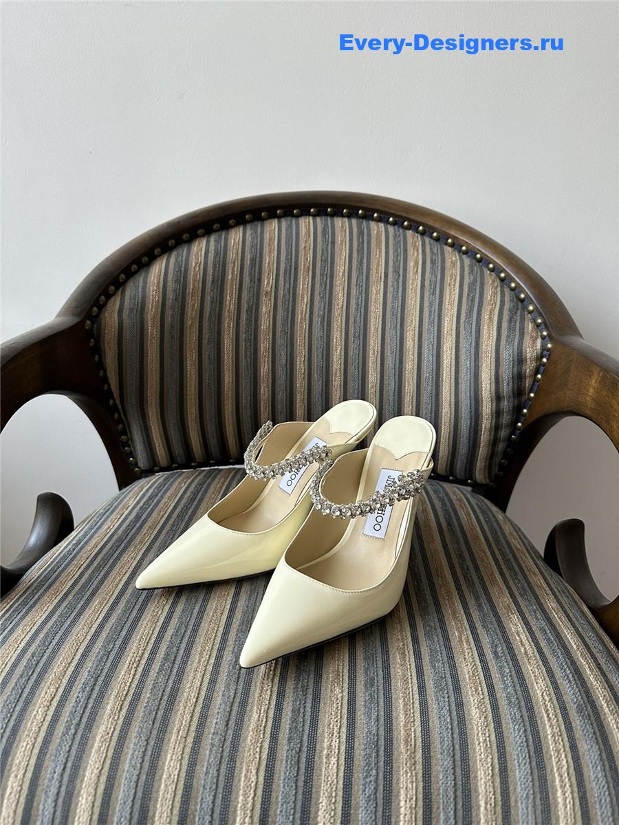 J1m*y Ch00 bing 100mm heeled mules in off-white