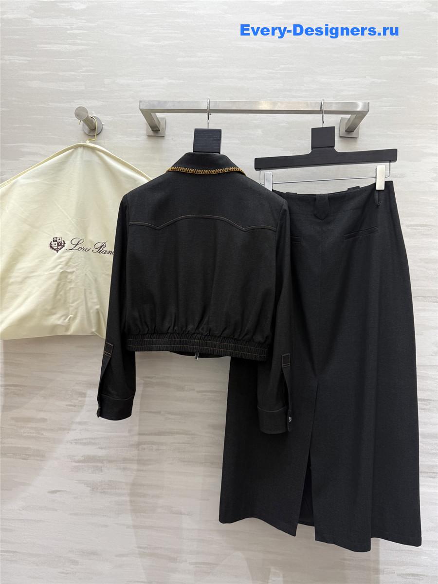 L0r0 P1ana black tencel denim suit