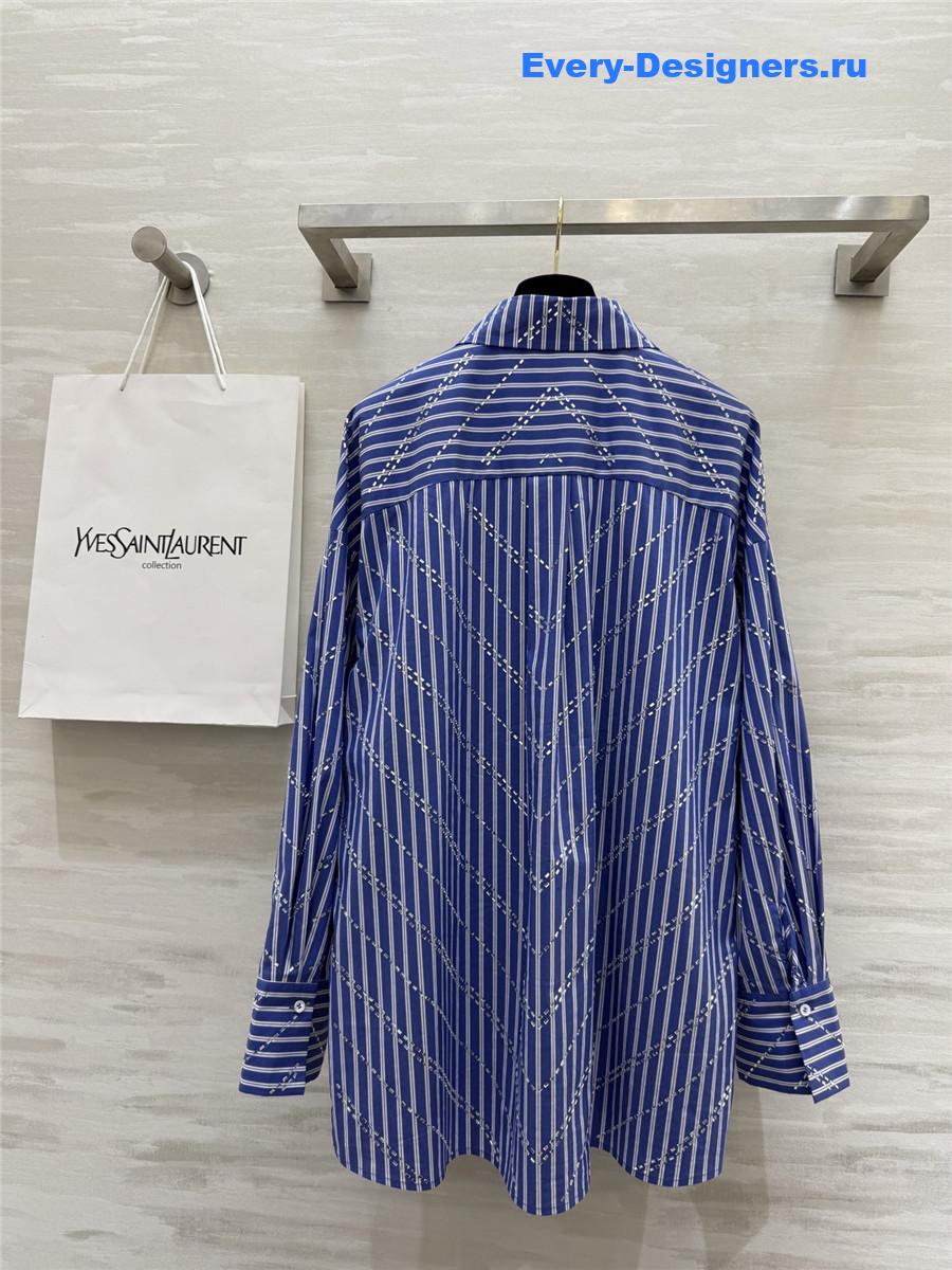 Sa1nt Lau*nt blue rhinestone shirt