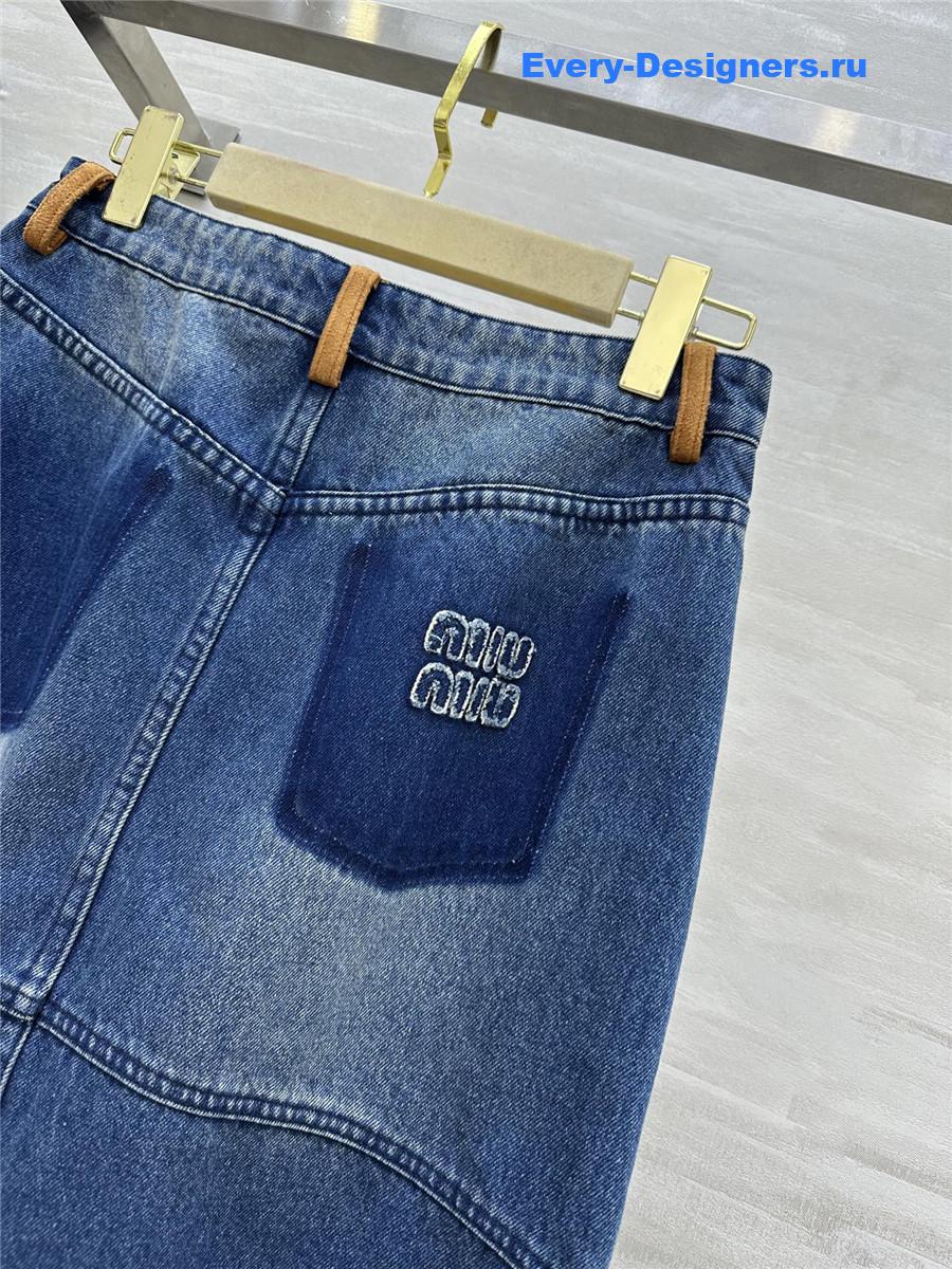 Miu Miu Blue Denim Long Skirt
