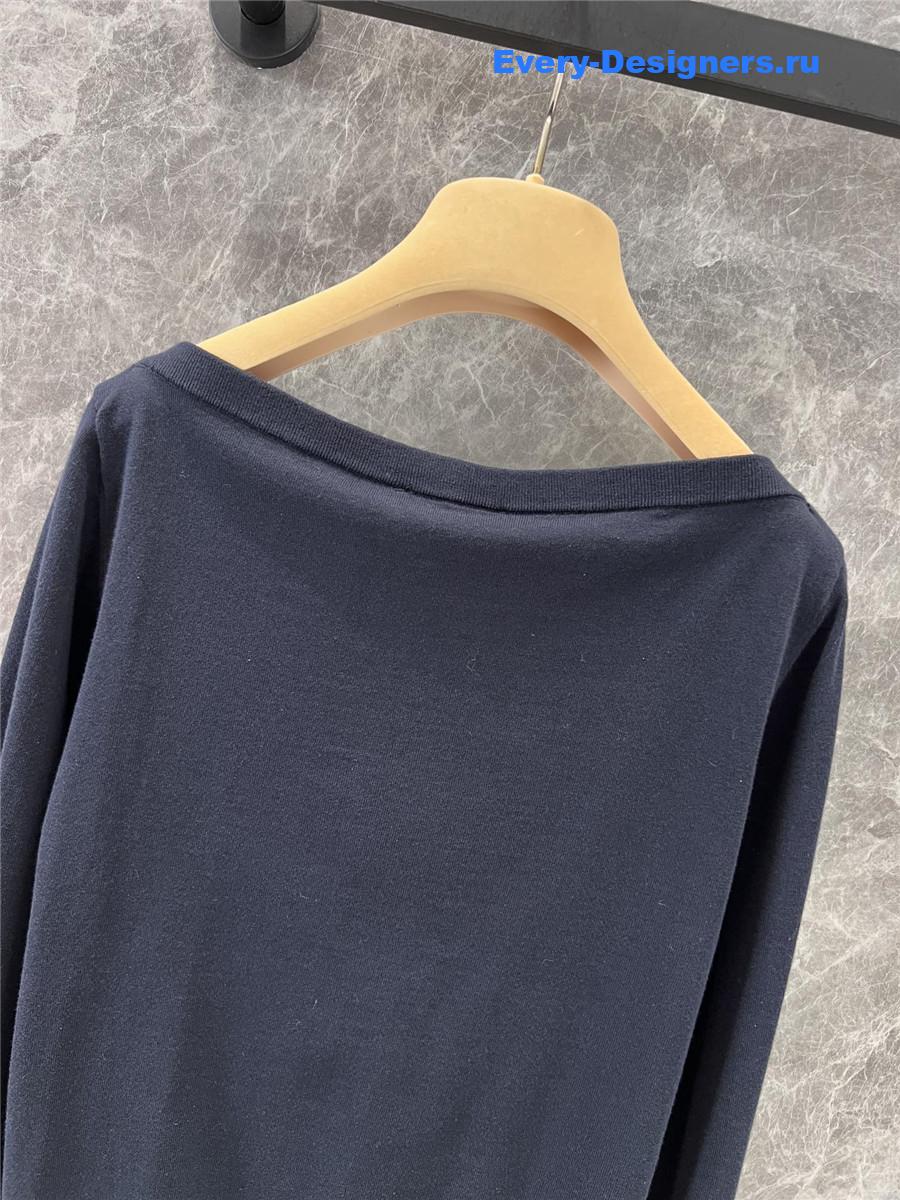Miu Miu Navy Wool Boat-neck Sweater