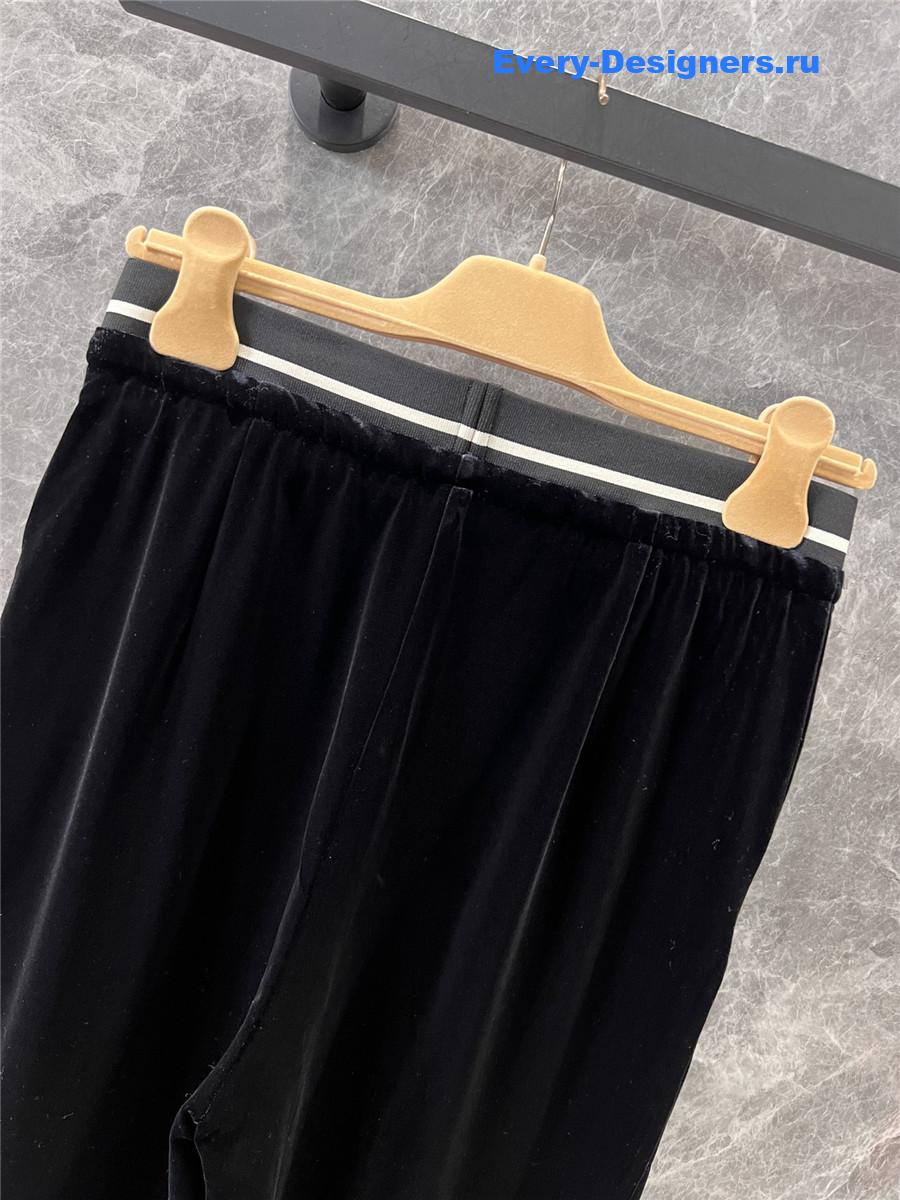 Miu Miu Velvet Trousers with Logo Lettering