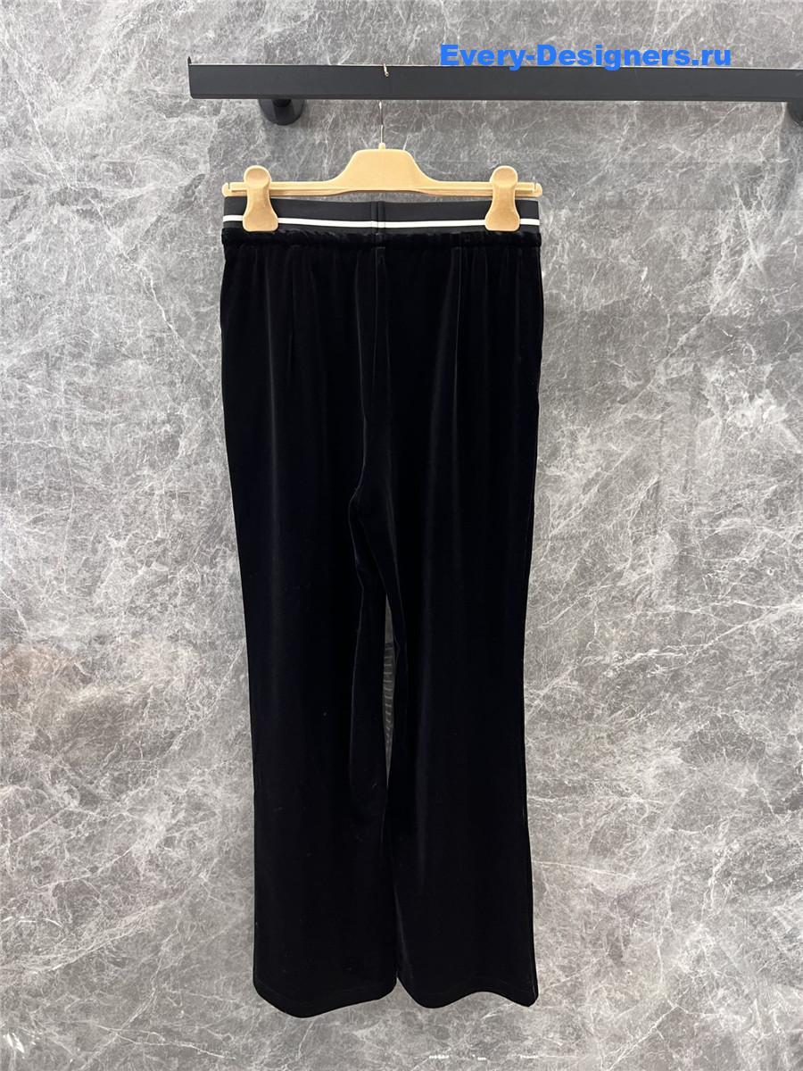 Miu Miu Velvet Trousers with Logo Lettering