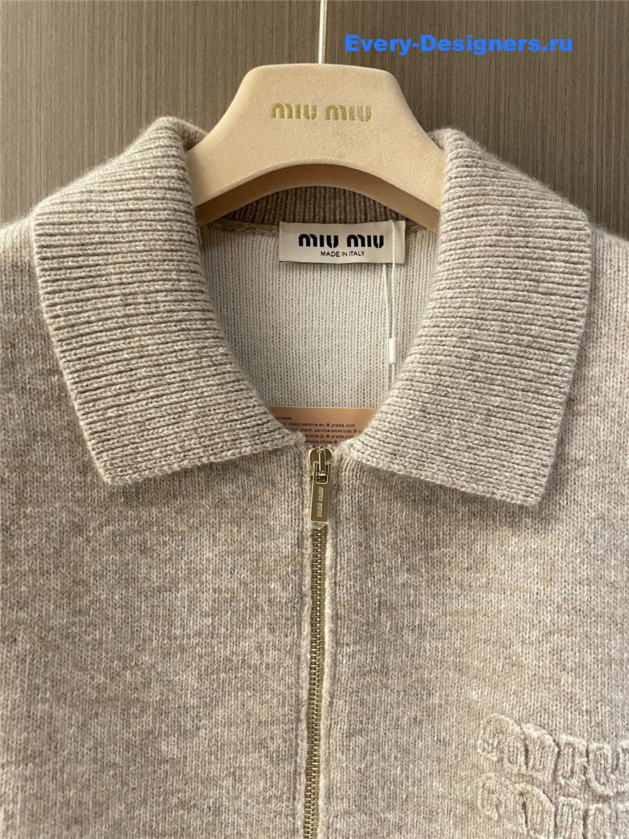 Miu Miu Lapel Zip-Up Cardigan Coat