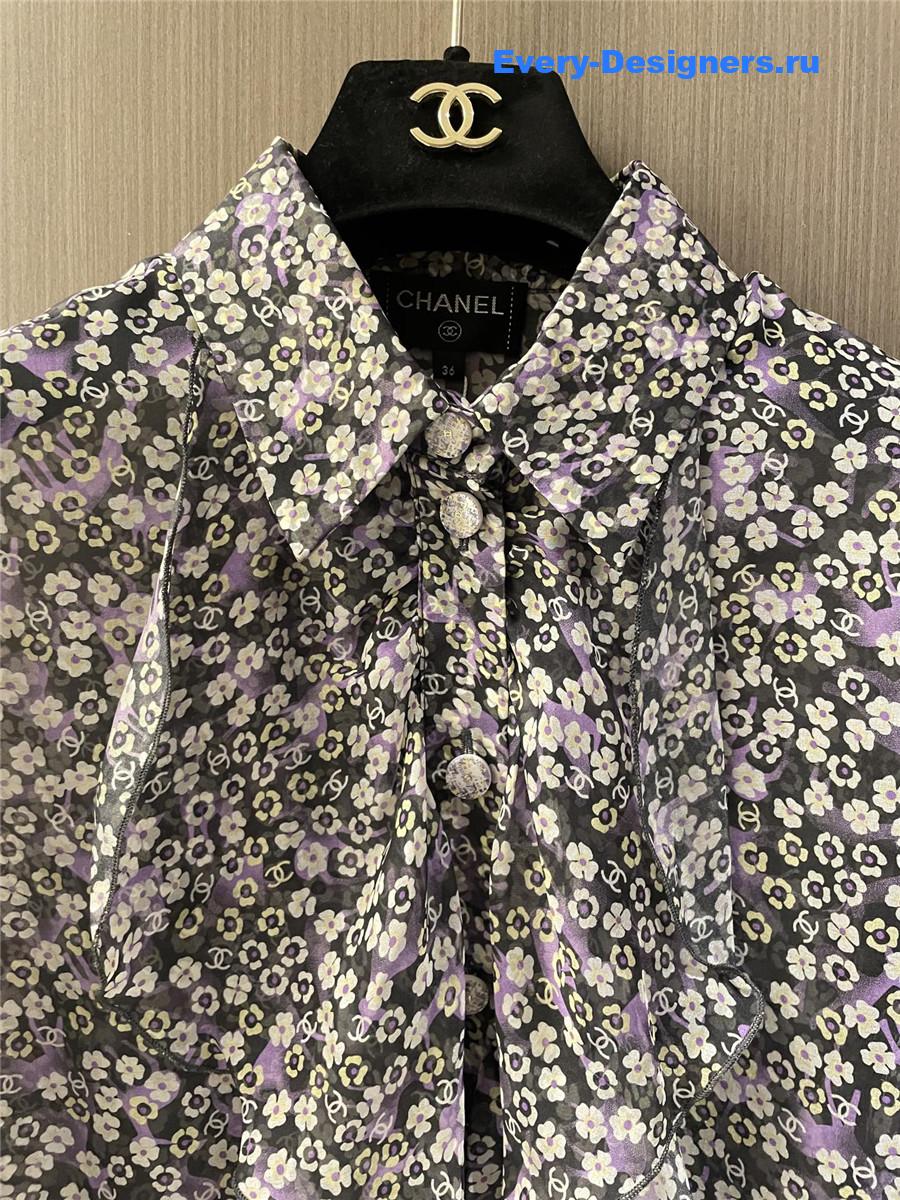 Ch**el logo mesh silk shirt