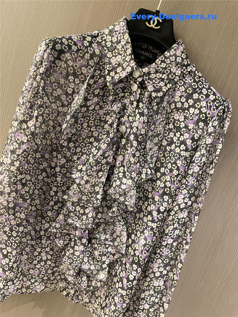 Ch**el logo mesh silk shirt