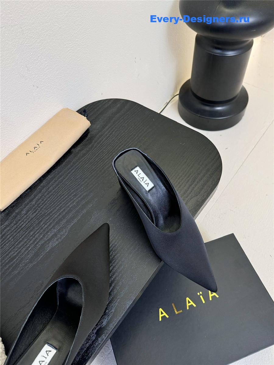 Alaia 75mm Satin-Finish Mules Black