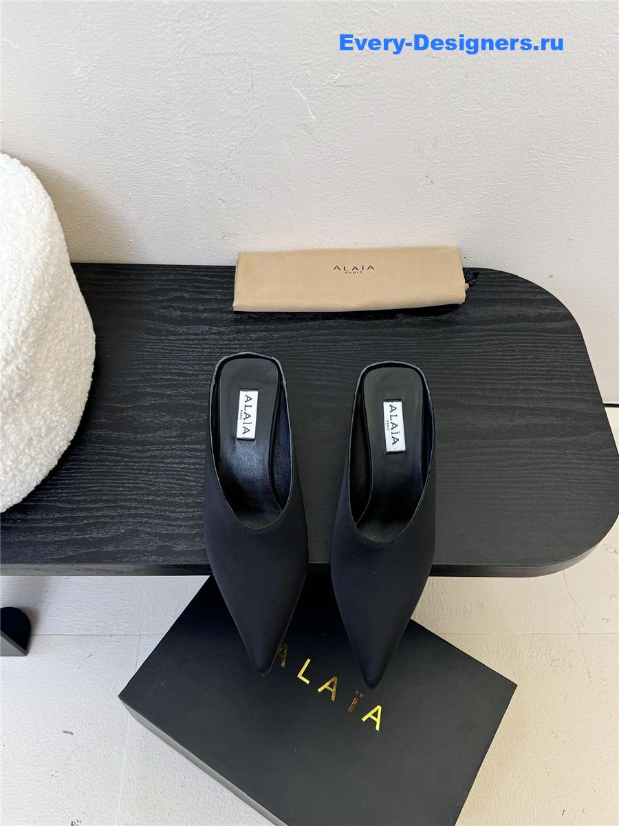 Alaia 75mm Satin-Finish Mules Black