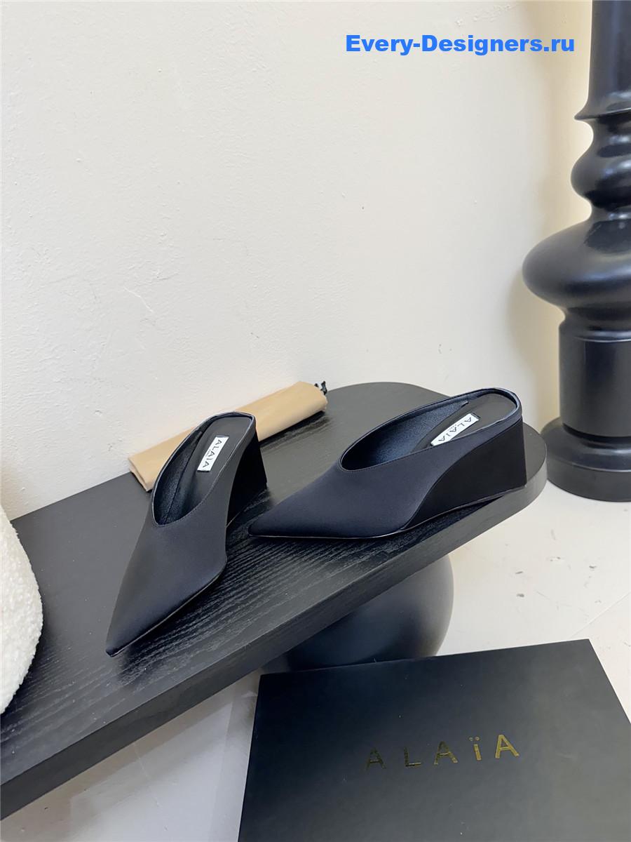 Alaia 75mm Satin-Finish Mules Black