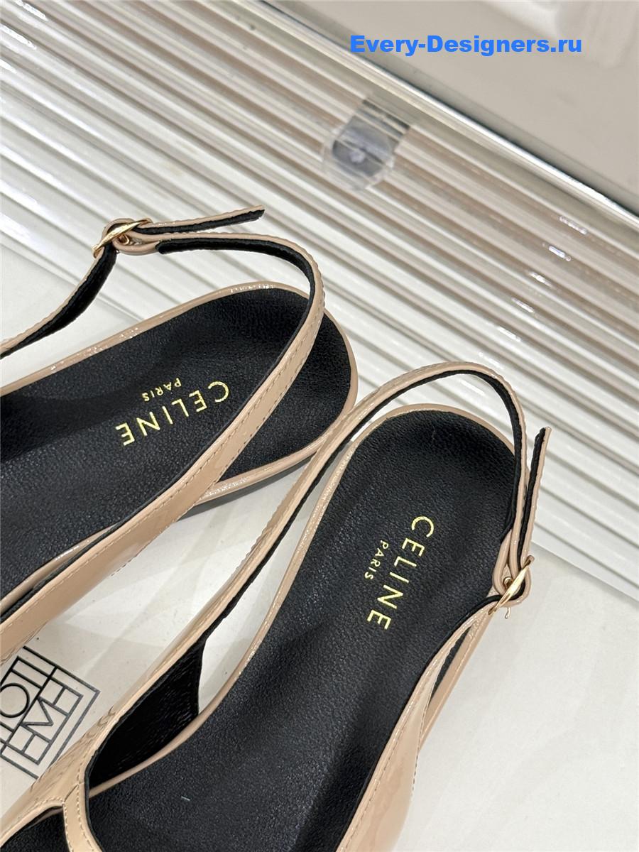 Ce1i*e beige flat pointed toe slingback sandals