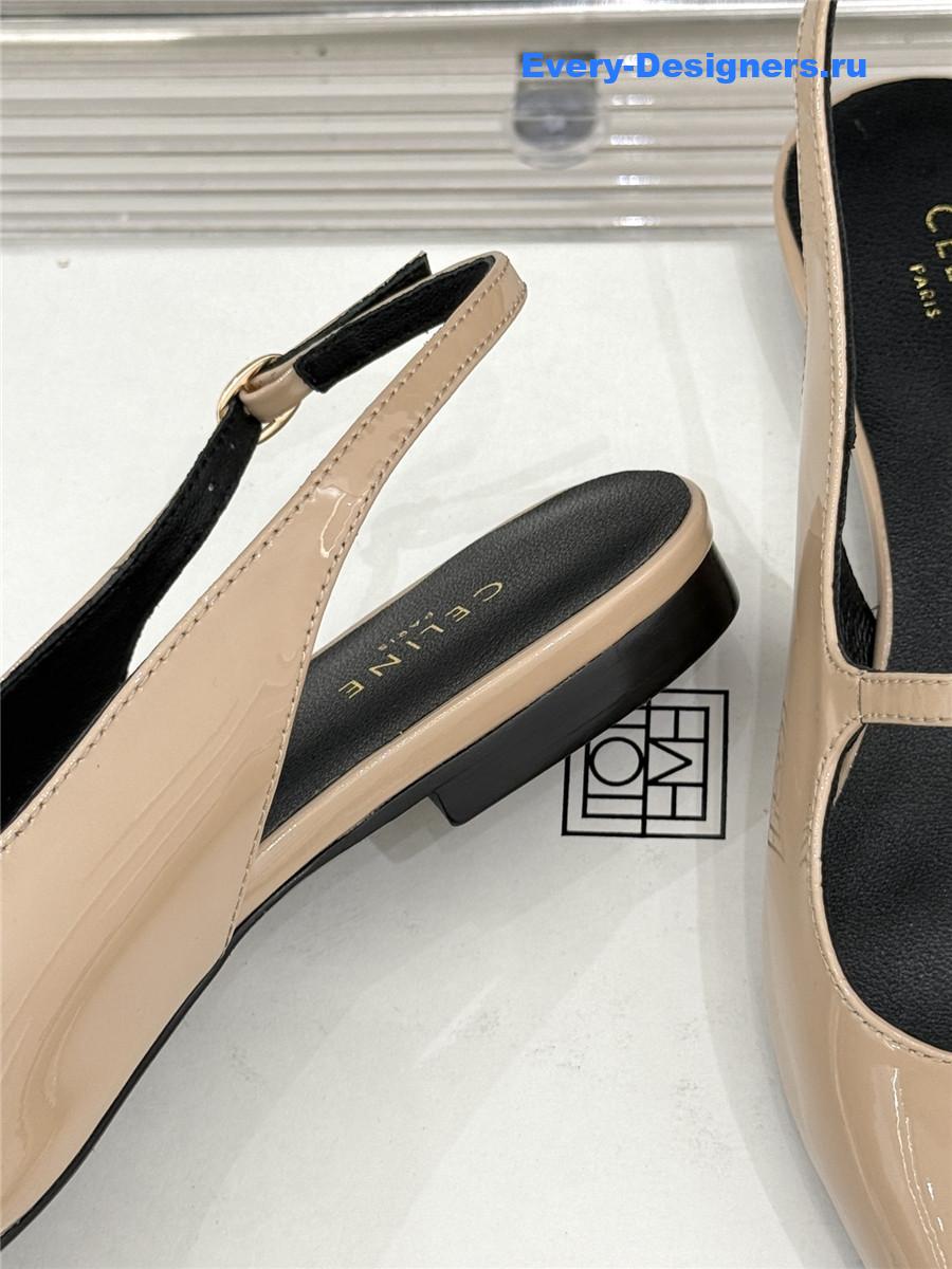 Ce1i*e beige flat pointed toe slingback sandals