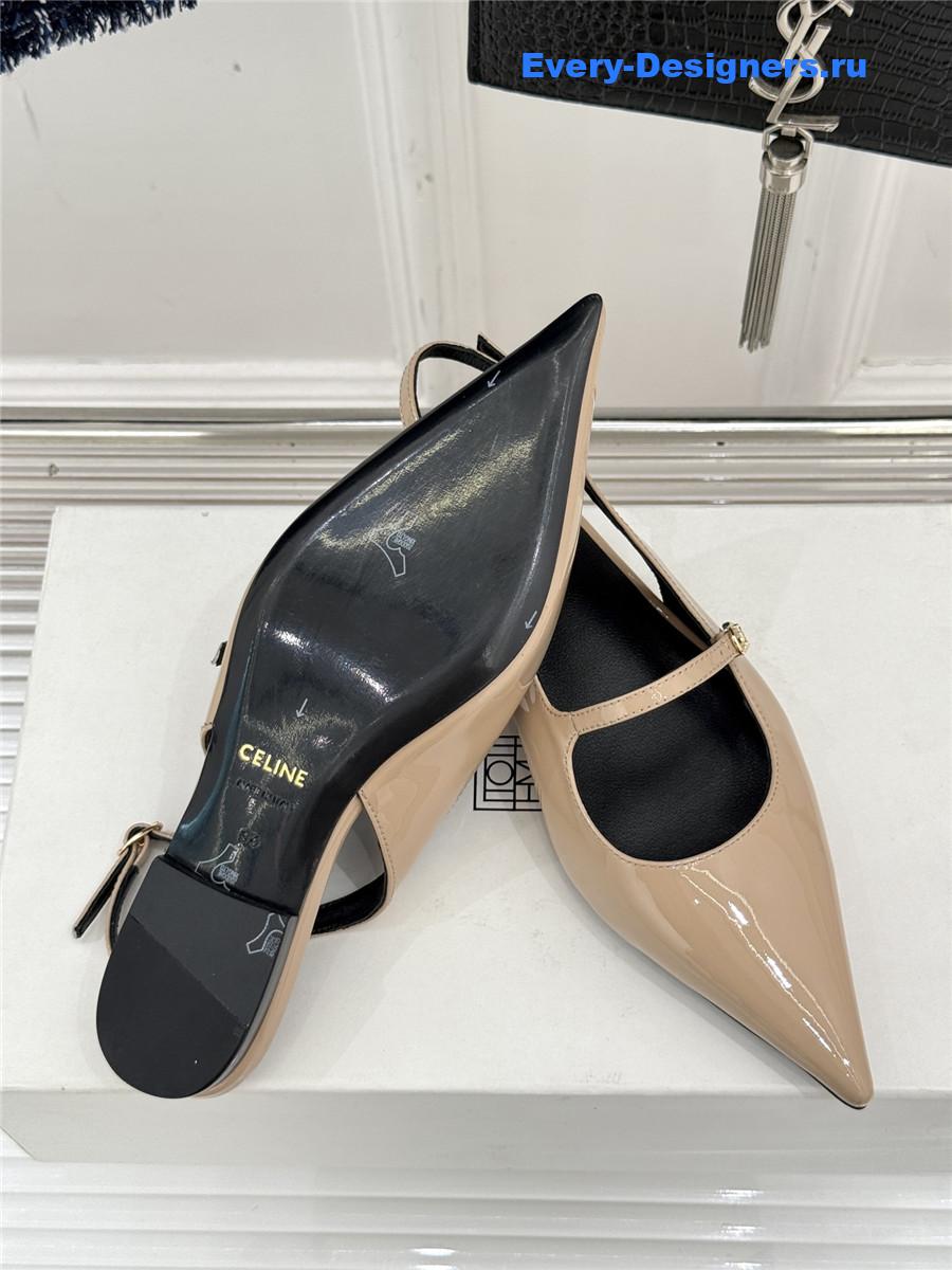 Ce1i*e beige flat pointed toe slingback sandals