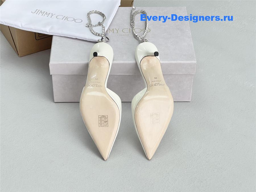 J1m*y Ch00 saeda 85mm white patent pumps