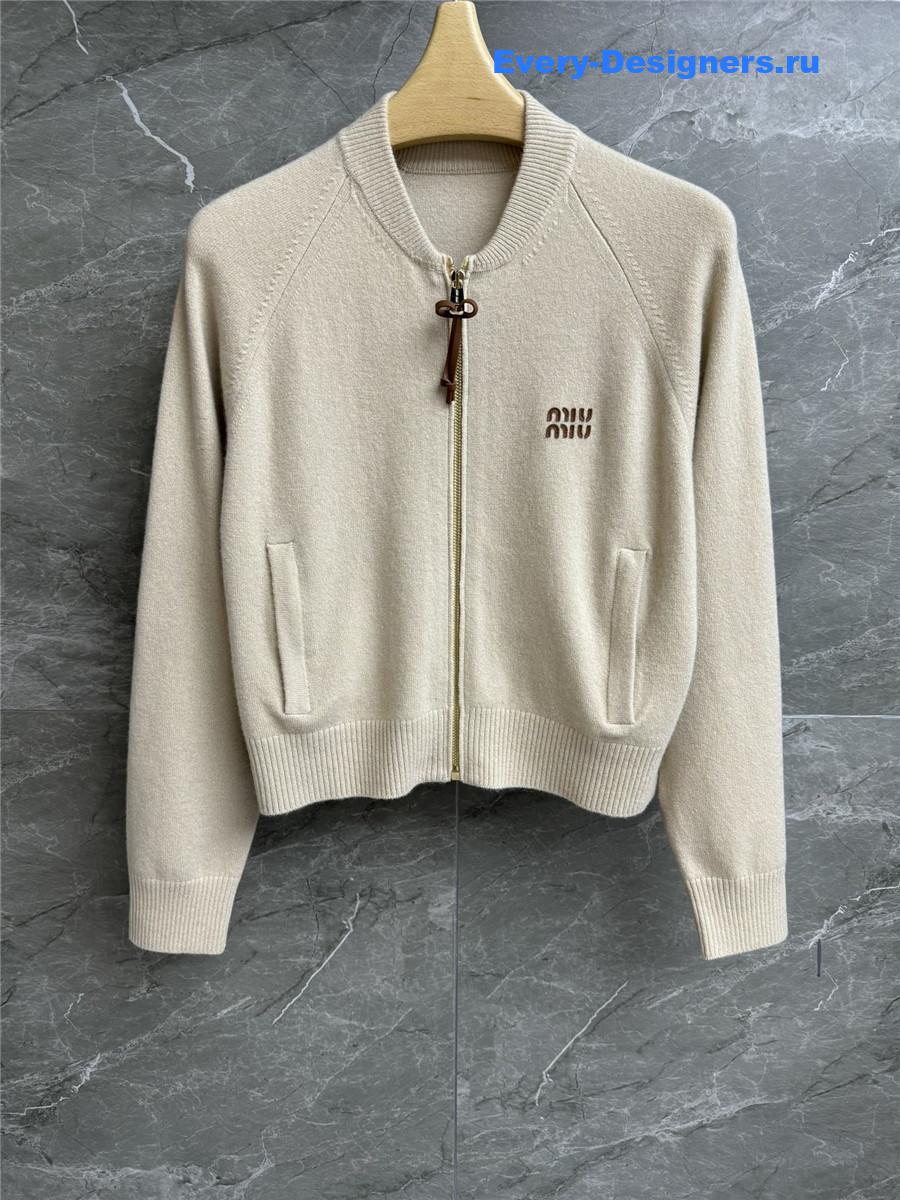 Miu Miu Logo Embroidered Cashmere Cardigan